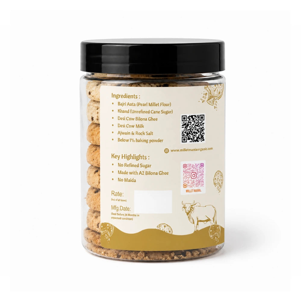 Millet Cookies of Bilona Ghee - Ajwain (90g)