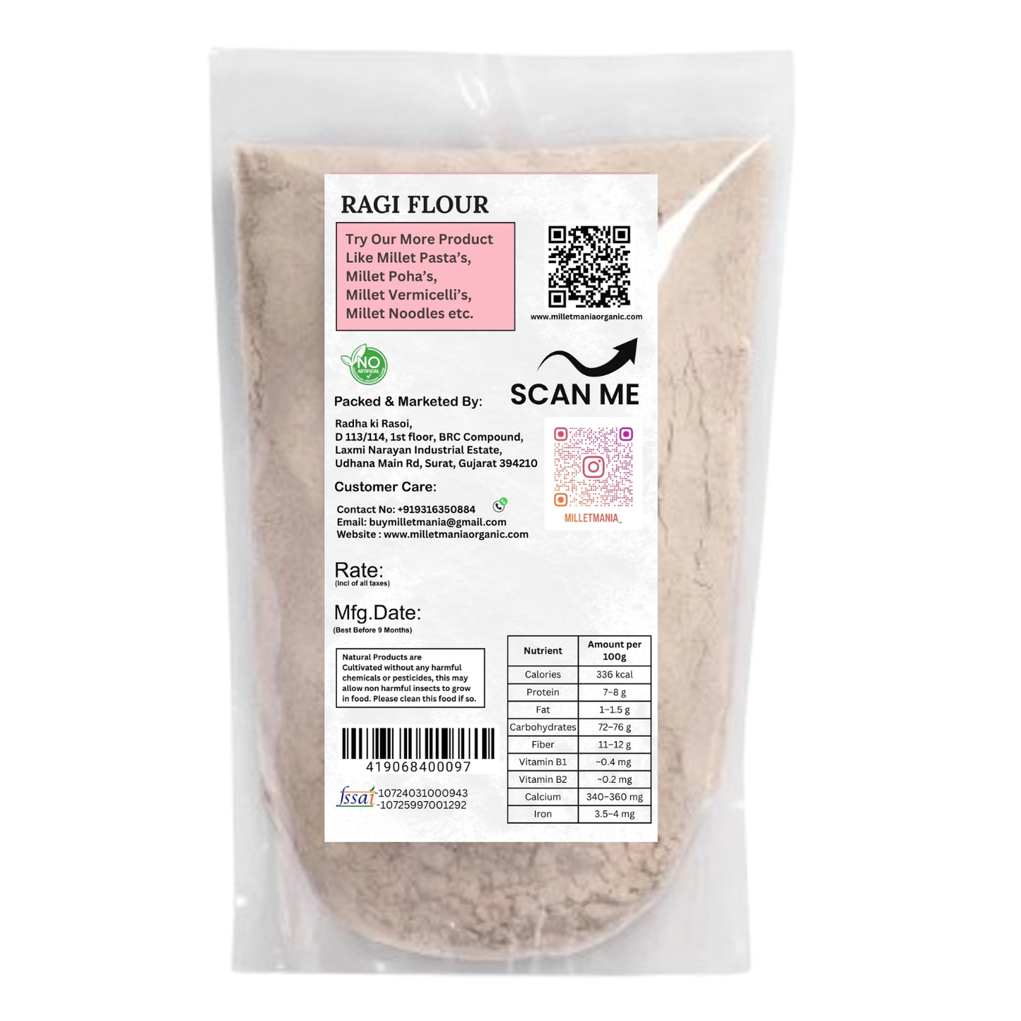 Ragi Flour (Finger Millet Flour) (500g)