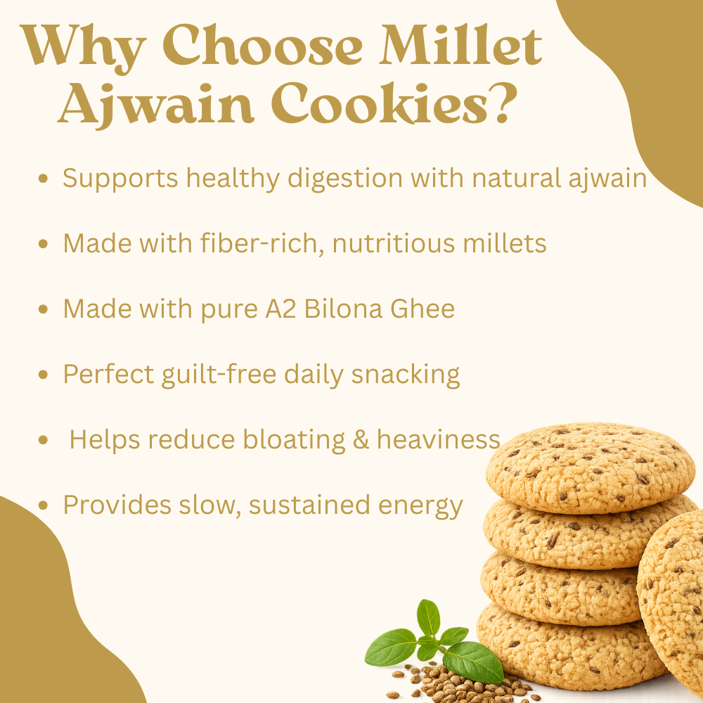 Millet Cookies of Bilona Ghee - Ajwain (90g)