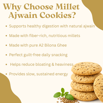 Millet Cookies of Bilona Ghee - Ajwain (90g)