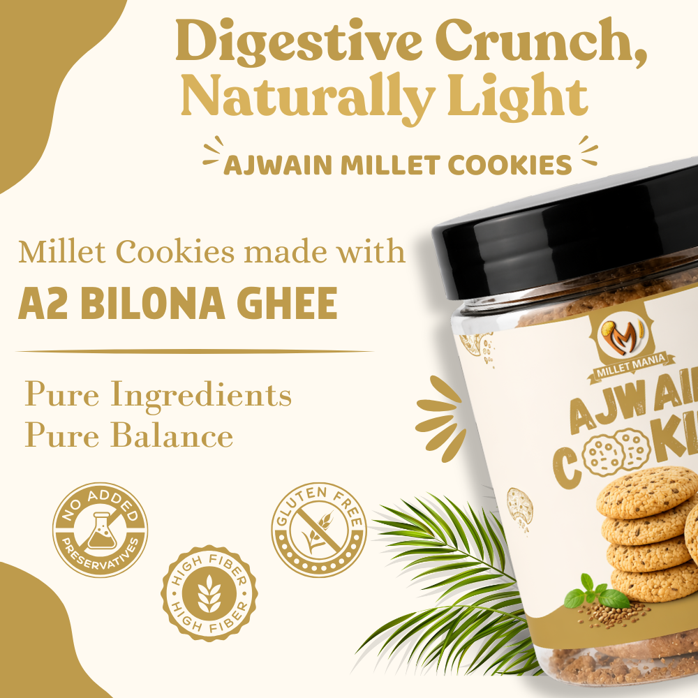 Millet Cookies of Bilona Ghee - Ajwain (90g)
