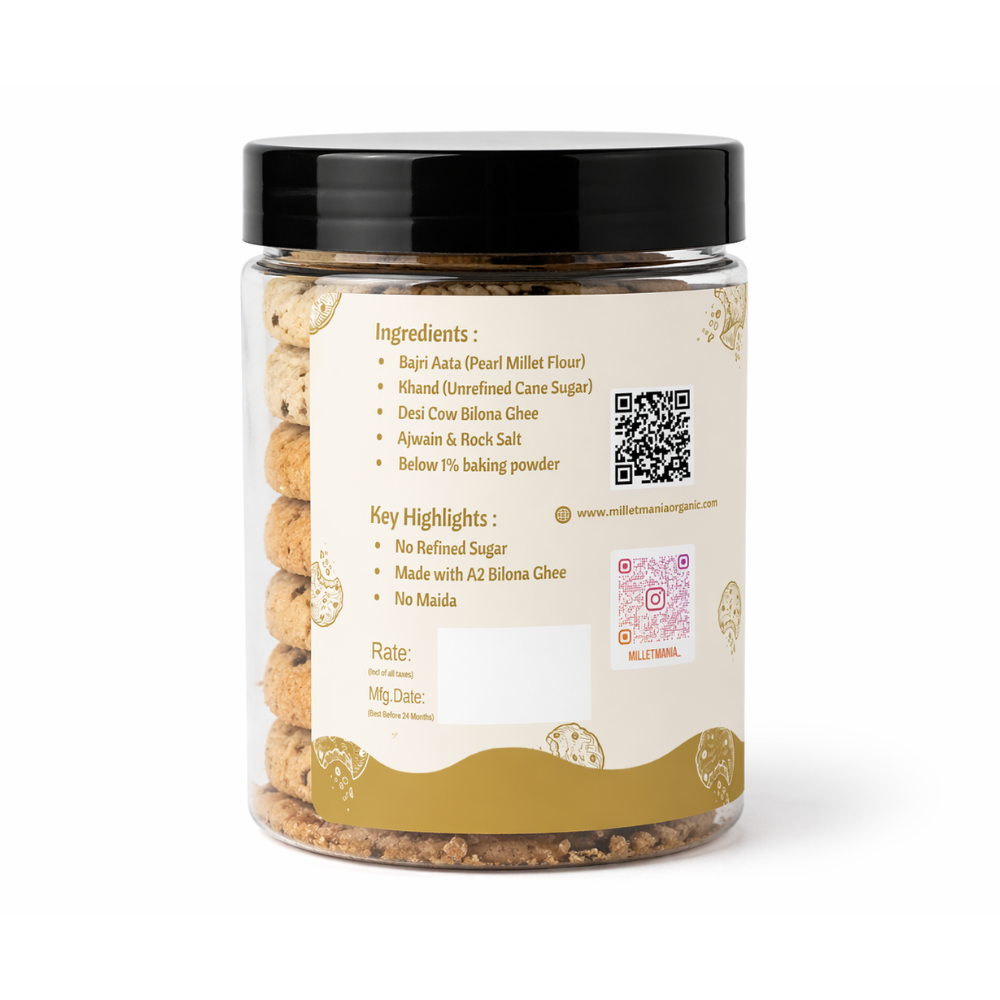 Millet Cookies of Bilona Ghee - Ajwain (90g)