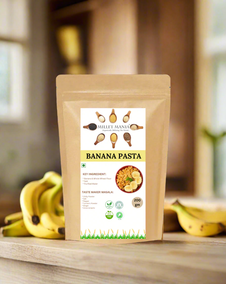 banana flour pasta, healthy pasta alternative, high fiber noodles, no maida pasta, gut-friendly pasta, prebiotic-rich pasta, low GI pasta, easy-to-digest pasta, nutrient-dense pasta, plant-based pasta, whole grain macaroni, resistant starch pasta