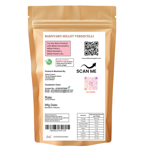 barnyard millet vermicelli, organic millet noodles, healthy vermicelli, millet pasta, low-fat vermicelli, no maida noodles, fiber-rich vermicelli, no preservative noodles, nutritious vermicelli, millet-based pasta, whole wheat vermicelli, easy-to-cook millet vermicelli, millet noodles for kids, millet noodles for weight loss, organic millet products, high fiber vermicelli, chemical-free noodles, natural millet vermicelli, barnyard millet recipes, healthy snacking options