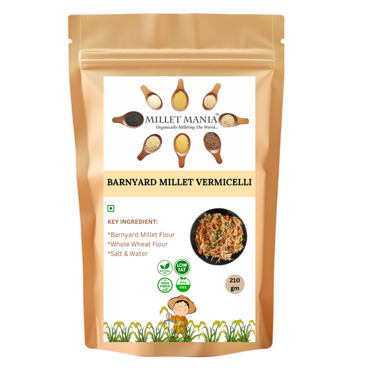 barnyard millet vermicelli, organic millet noodles, healthy vermicelli, millet pasta, low-fat vermicelli, no maida noodles, fiber-rich vermicelli, no preservative noodles, nutritious vermicelli, millet-based pasta, whole wheat vermicelli, easy-to-cook millet vermicelli, millet noodles for kids, millet noodles for weight loss, organic millet products, high fiber vermicelli, chemical-free noodles, natural millet vermicelli, barnyard millet recipes, healthy snacking options