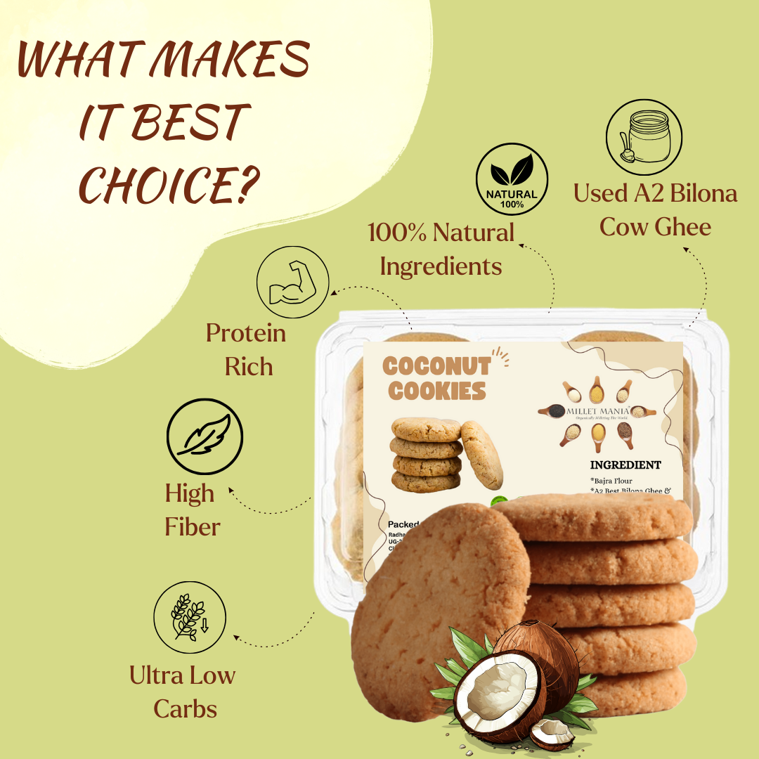 Millet Cookies of Bilona Ghee - Coconut (90g)
