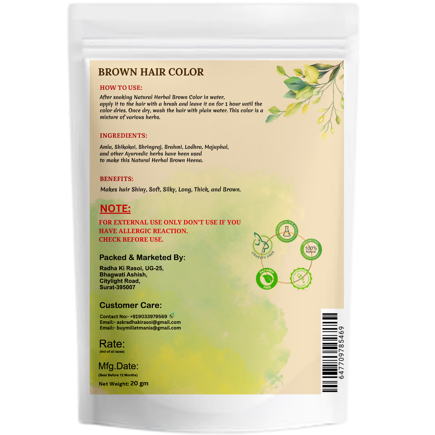 Natural Herbal Hair Color - Black