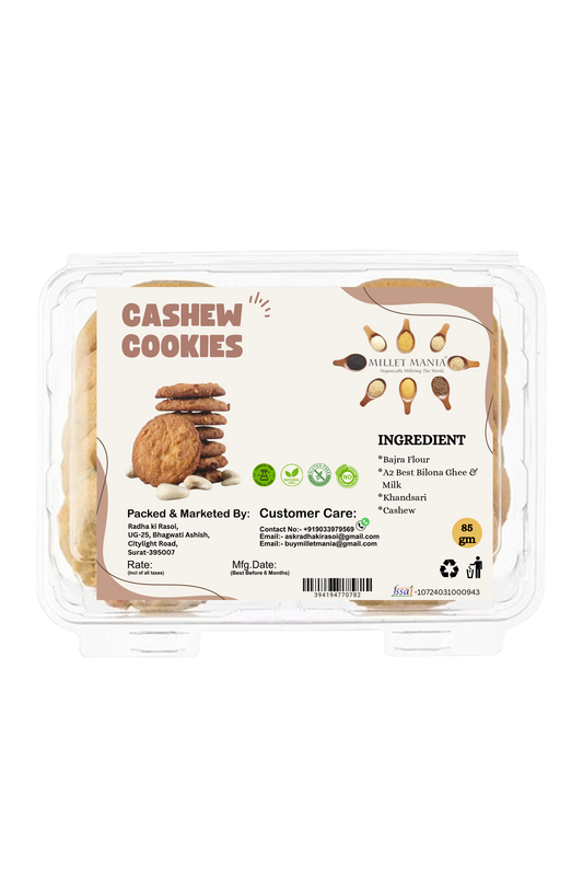 cashew cookies, guilt-free cookies, sugar-free cookies, millet cookies, healthy cookies, khandsari cookies, nut cookies, bajra cookies, natural cookies, healthy snacks