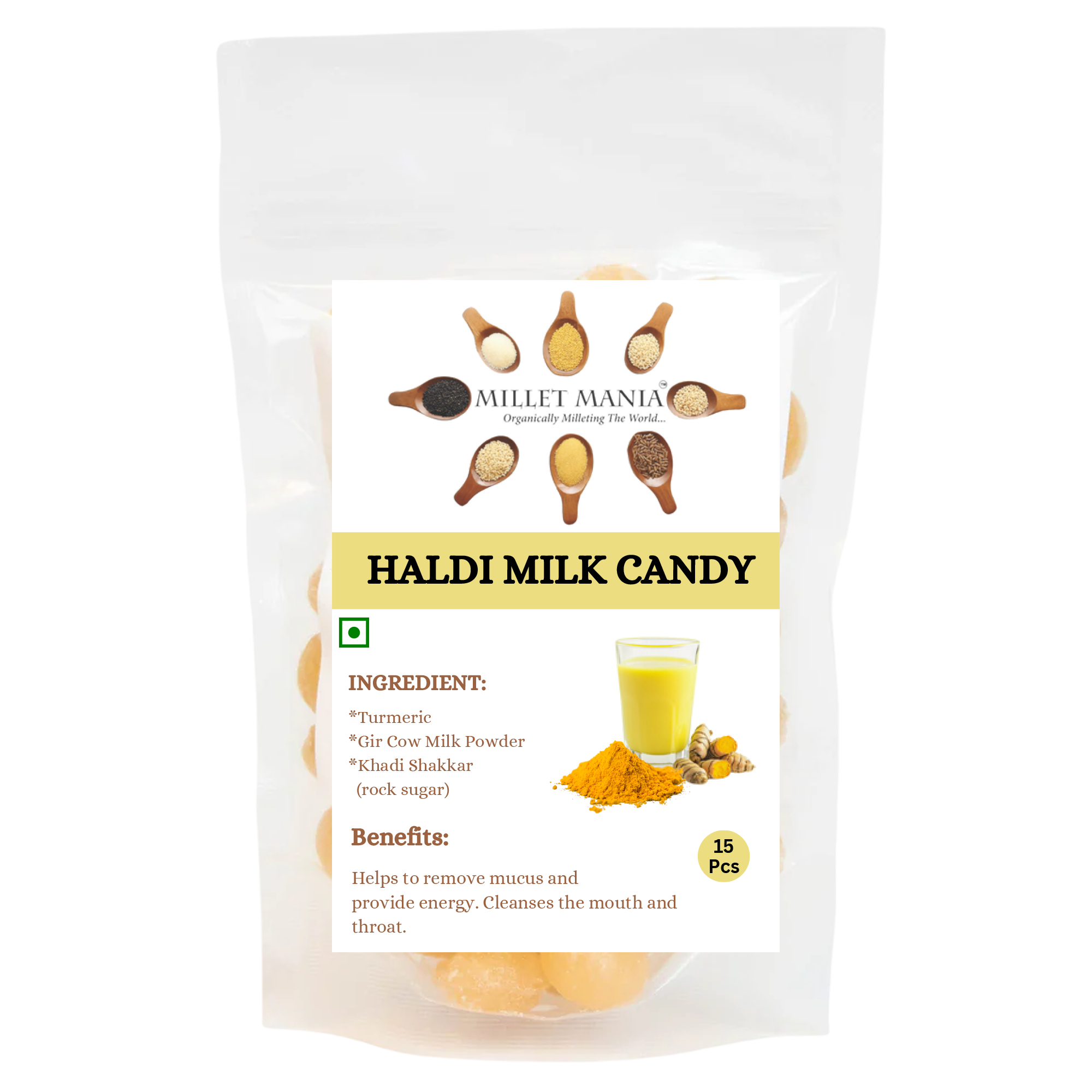 Hal Candy Haldi Milk Candy (15 Piece) – Millet Mania