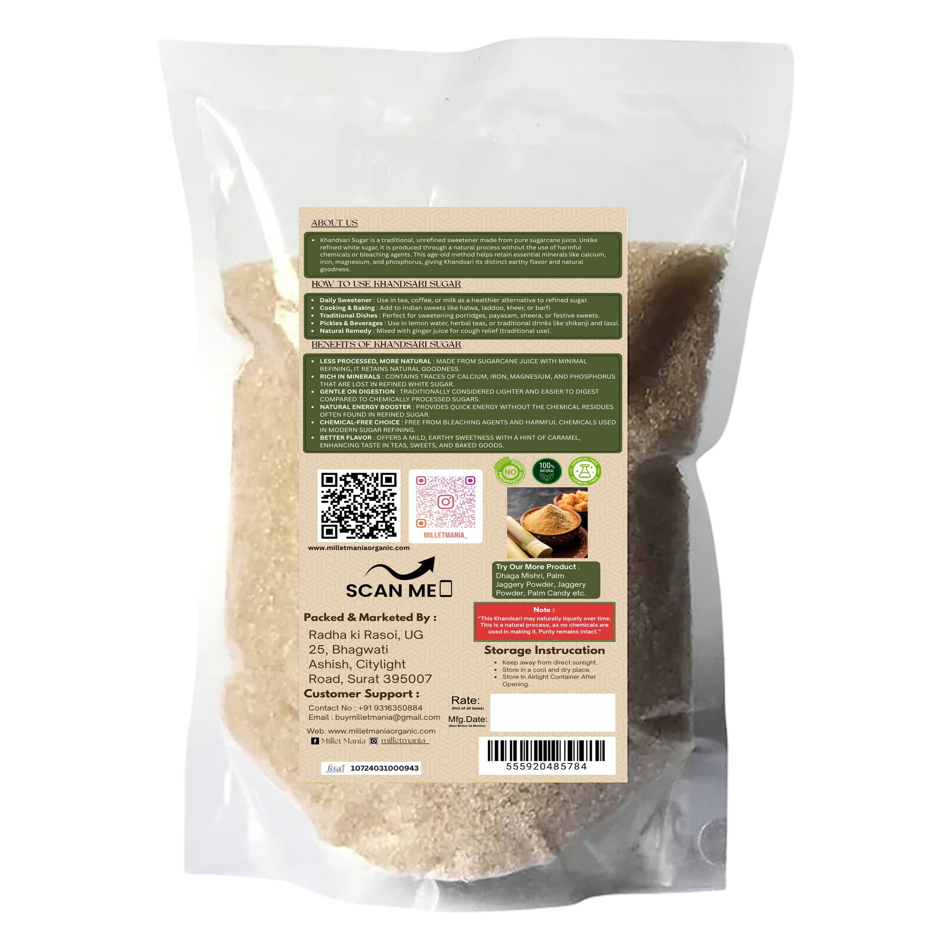 Package of a food product with a label on a white background