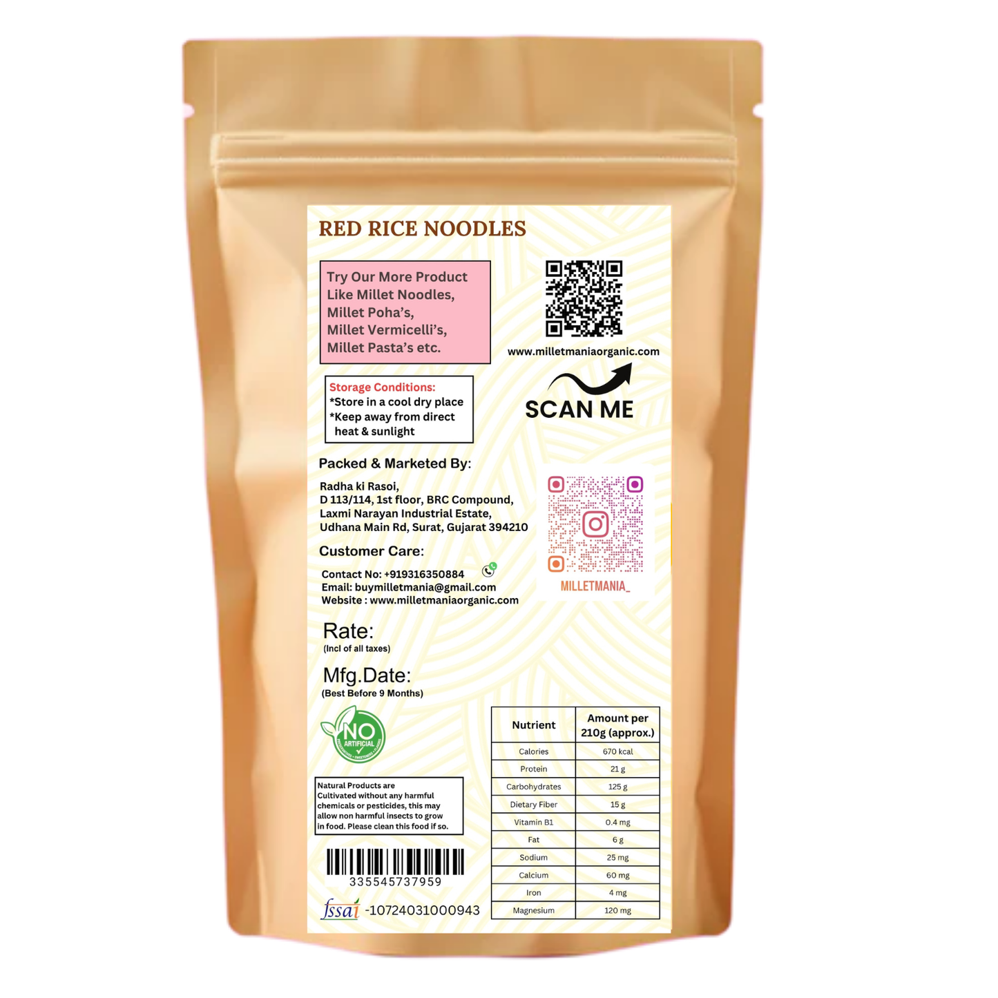 Red Rice Noodles (210g)