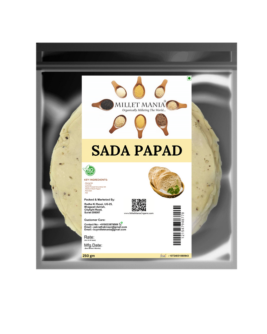 moong sada papad, handmade papad, traditional Indian papad, high-protein papad, easy to digest papad, no preservative papad, crispy papad, moong dal papad, authentic Indian snack, guilt-free papad, natural papad, sun-dried papad