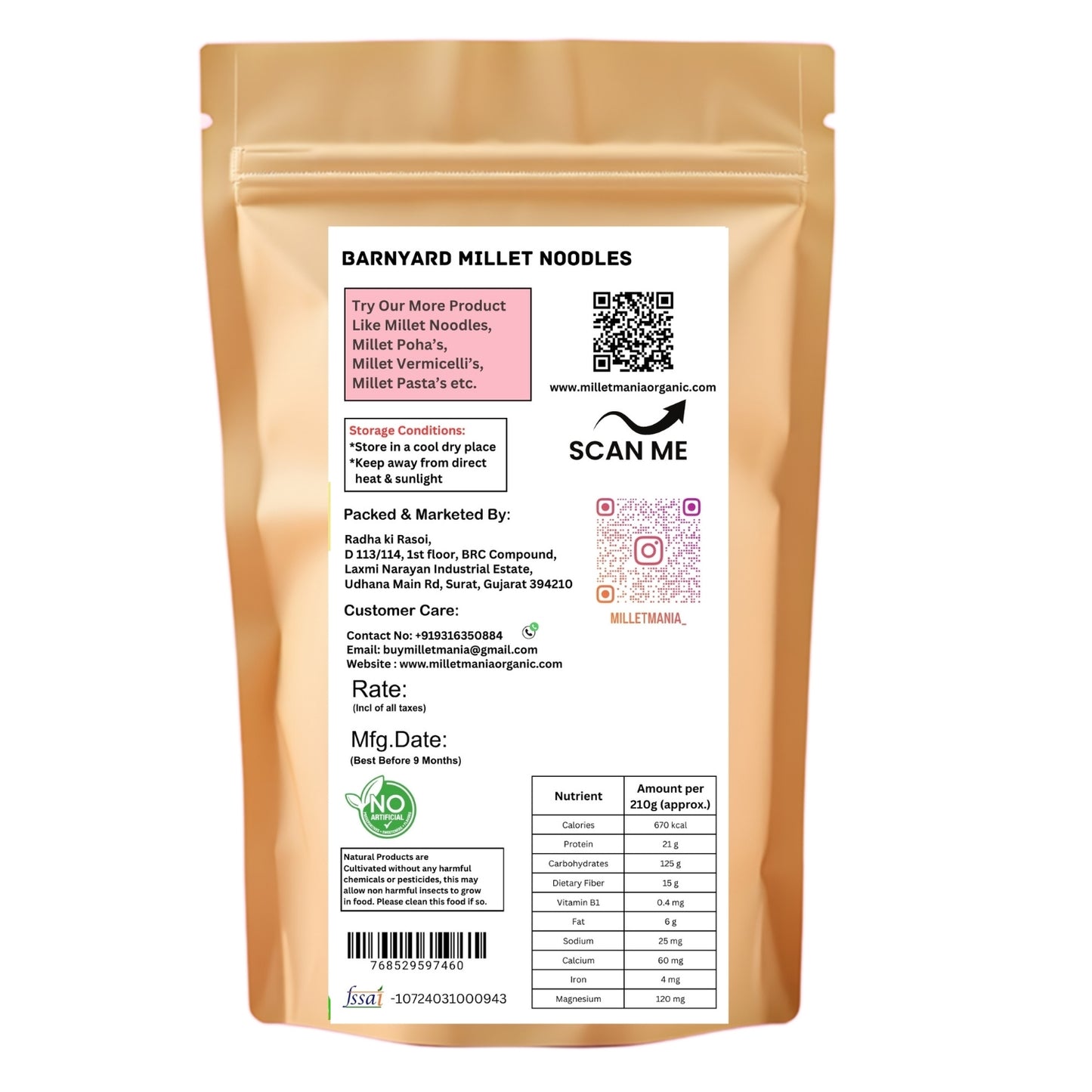 Barnyard Millet Noodles (210g)